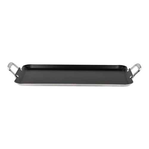 Vasconia plancha doble-quemador-cepillado-aluminio: acabado elegante para cocina moderna.