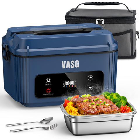 VASG lunchbox muestra calentamiento 360° para comidas uniformes en la oficina.