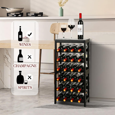 VASMIA estante de vino de bambú negro, material renovable y duradero para casa.