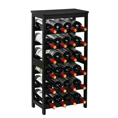 VASMIA estante de vino en suelo, 6 niveles con tablero superior, mantiene botellas accesibles y protegidas.