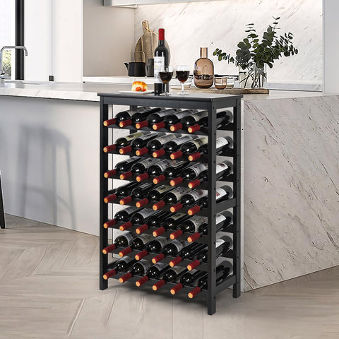 VASMIA estantería de vino con diseño clásico en bambú, complemento perfecto para cocina o comedor.