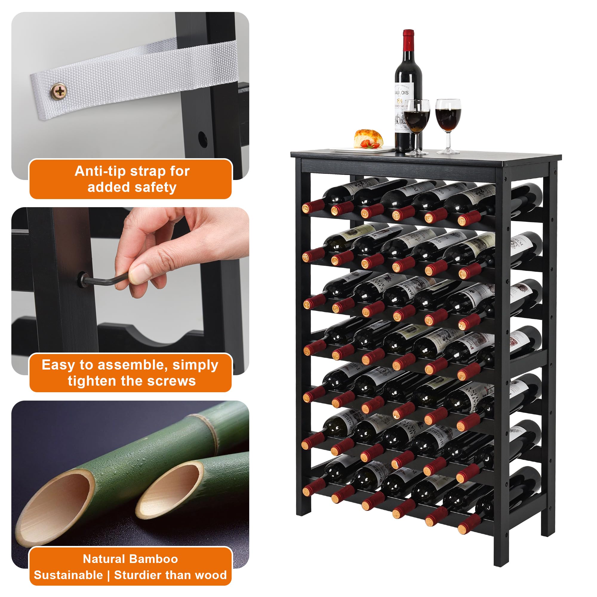 VASMIA estantería de vino resistente y ecológica, ideal para largas temporadas de almacenamiento.