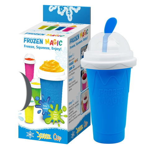 Vaso de granizados azul con tapa dome para bebidas en casa
