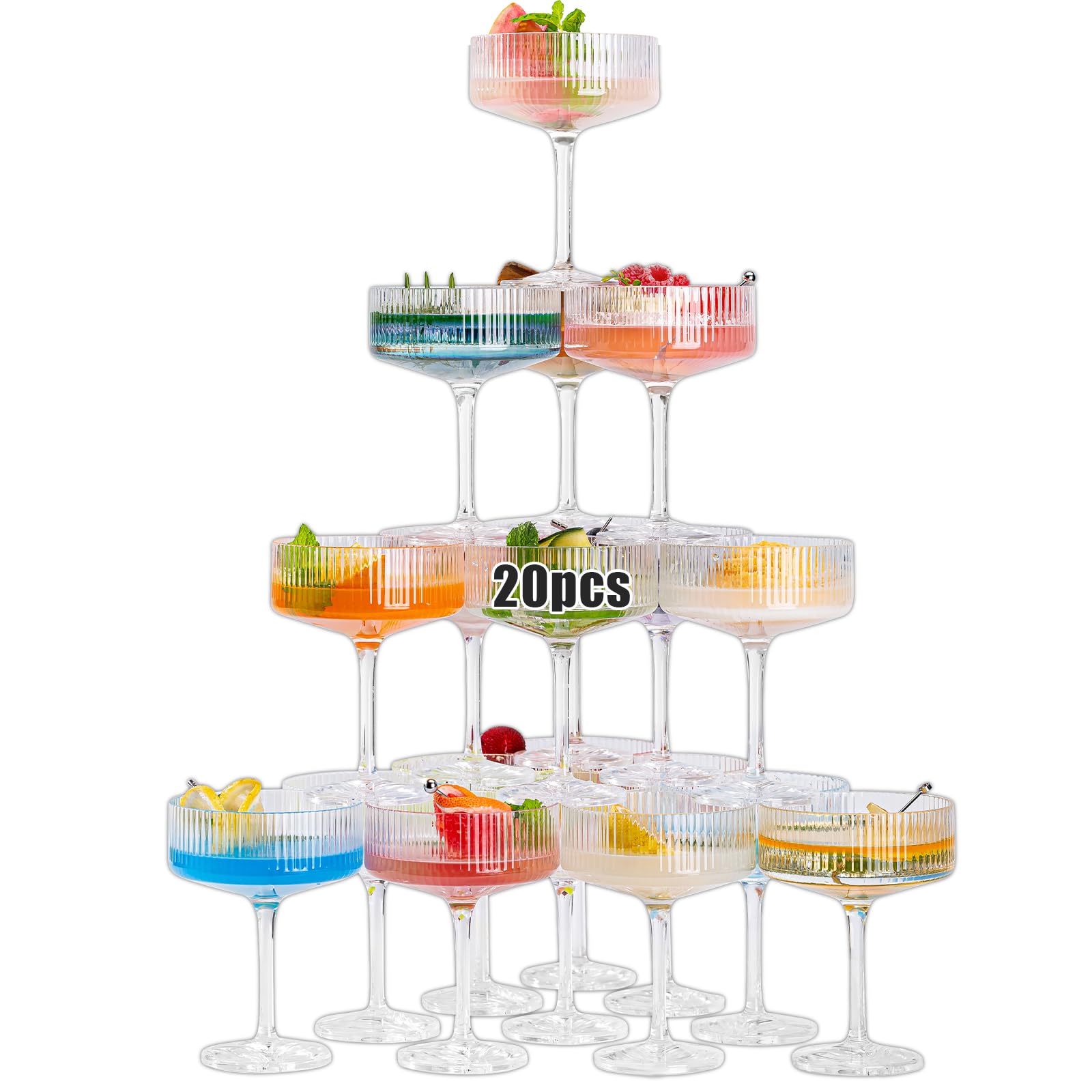 VasoArte 20 piezas copas martini acrílicas 10oz, ideal para celebraciones.