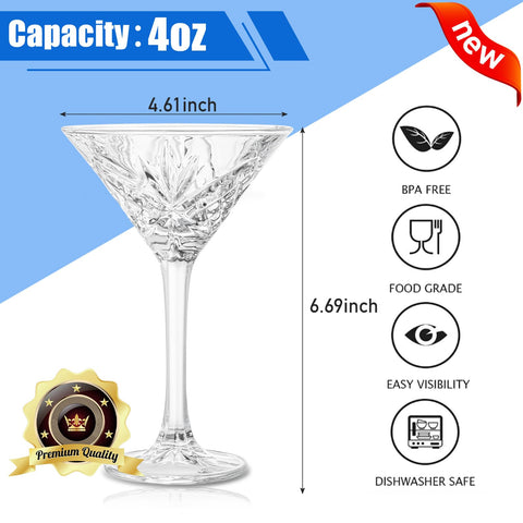 VasoArte conjunto de 4 copas martini para reuniones con estilo.