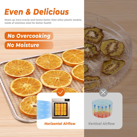Potencia de 400 W para secado eficiente de snacks caseros