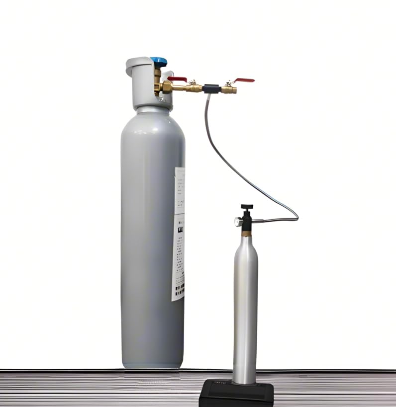 VaVoger botella de CO2 azul lista para recargas en casa.