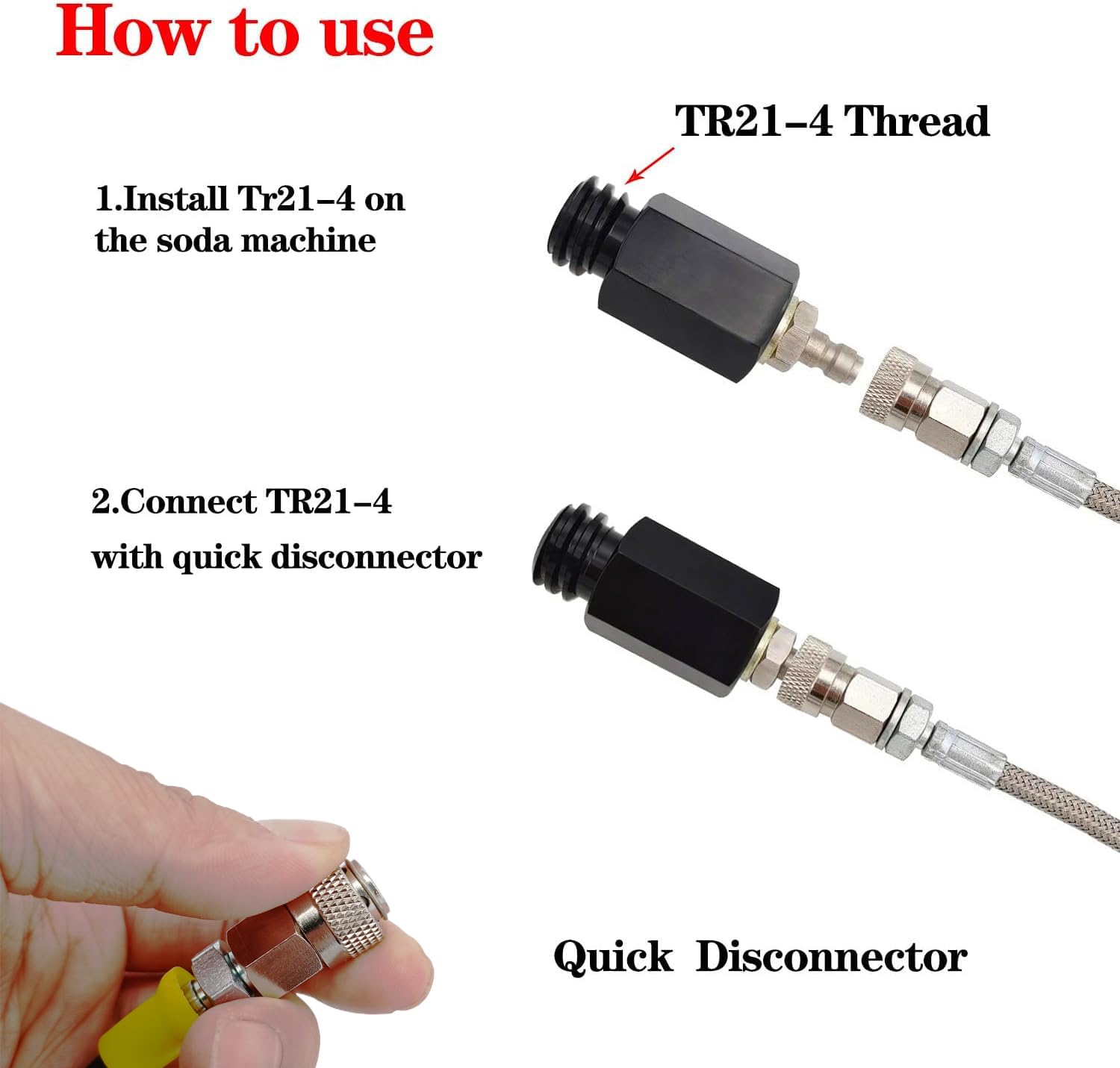 Conector externo CGA320 VaVoger, permite conexión directa a tanques grandes para refrescos caseros.