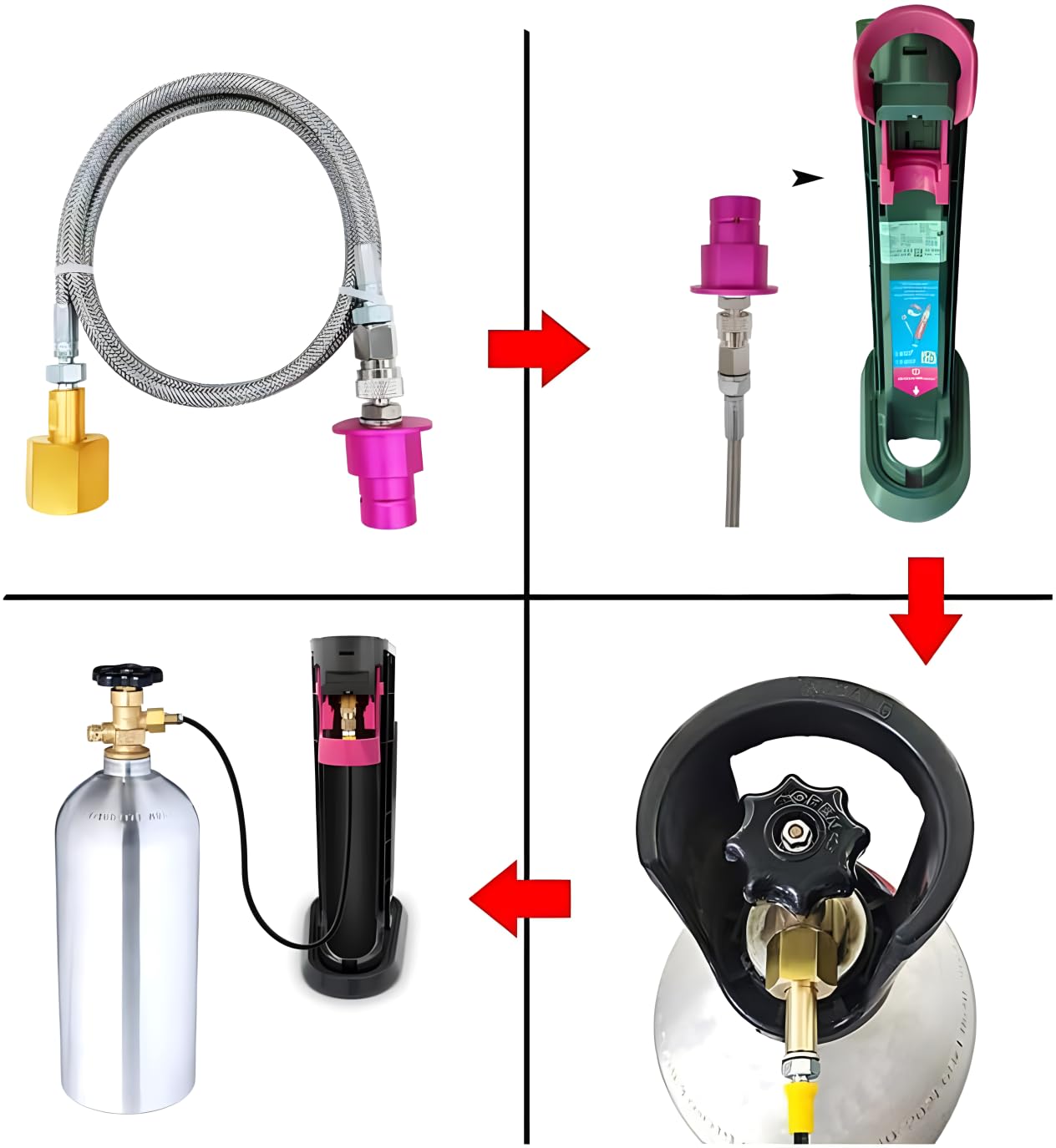 VaVoger manguera de 60 pulgadas para conectar CO2 y simplificar recargas.