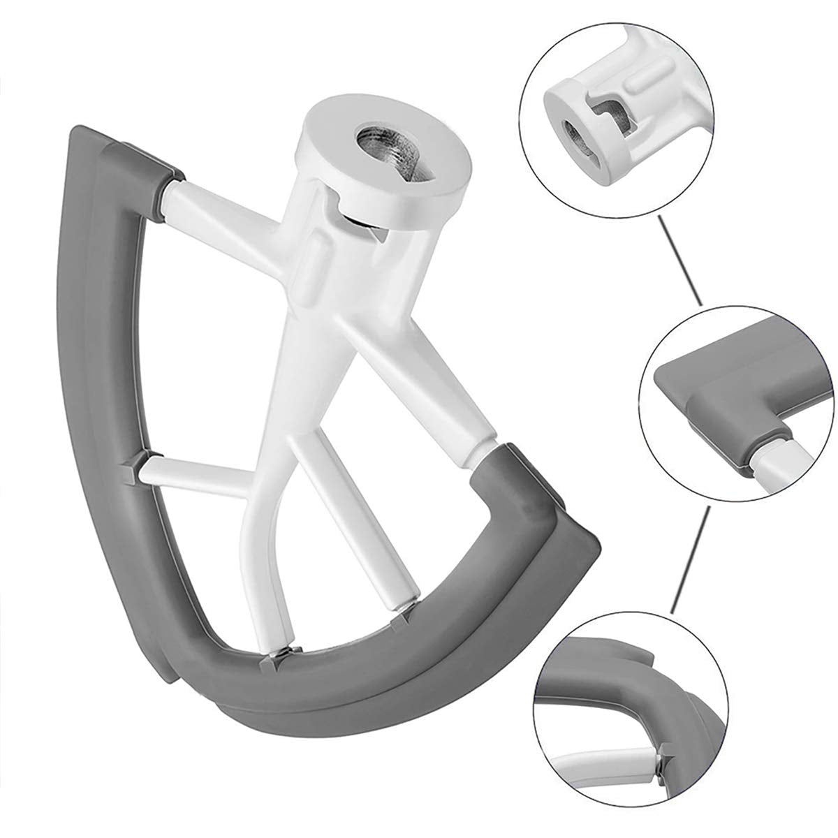 Acero con borde flexible de silicona en Vaxaape Flex Edge Beater para una mezcla suave.