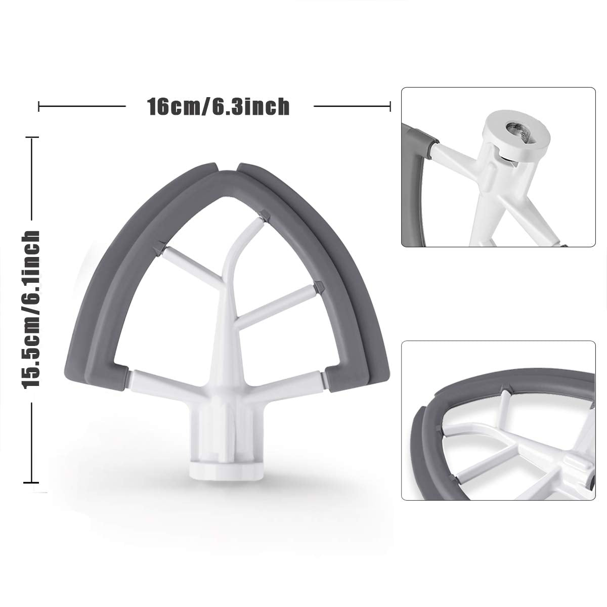 Cuerpo metálico de Vaxaape Flex Edge Beater, diseño ergonómico y acabado blanco.