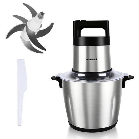 Vayepro picadora eléctrica con tazón de acero inoxidable de 6 L para procesamiento a gran escala.
