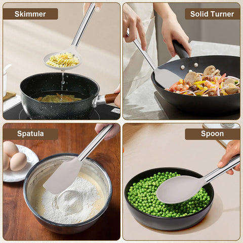 Vayvnt servidor pasta silicona khaki sirve porciones elegantes