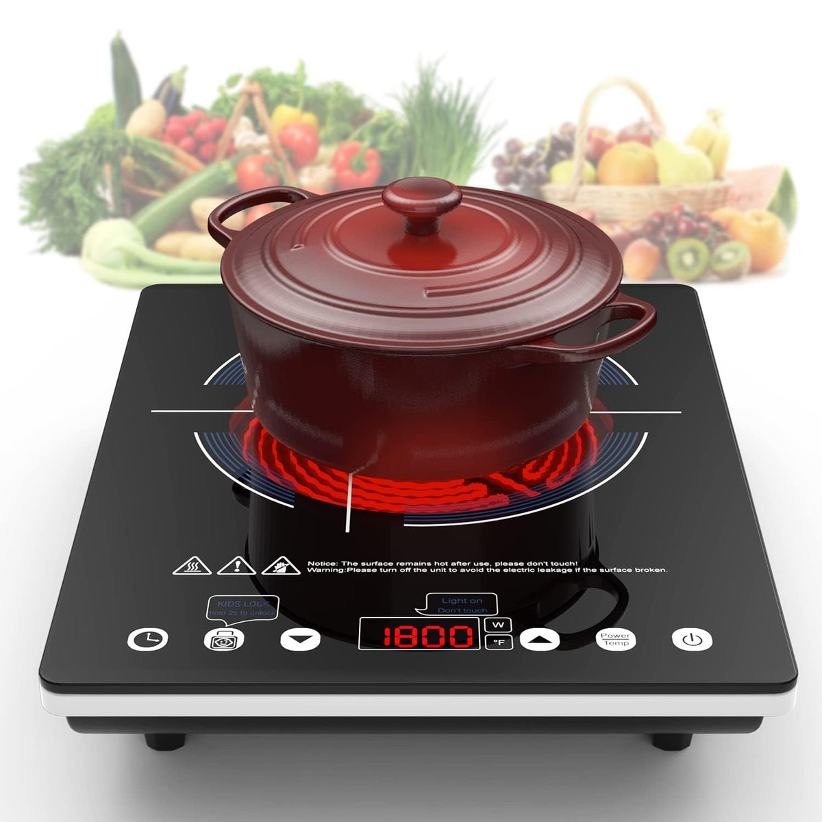 Cocina eléctrica portátil VBGK con panel de toque LED para calentamiento rápido