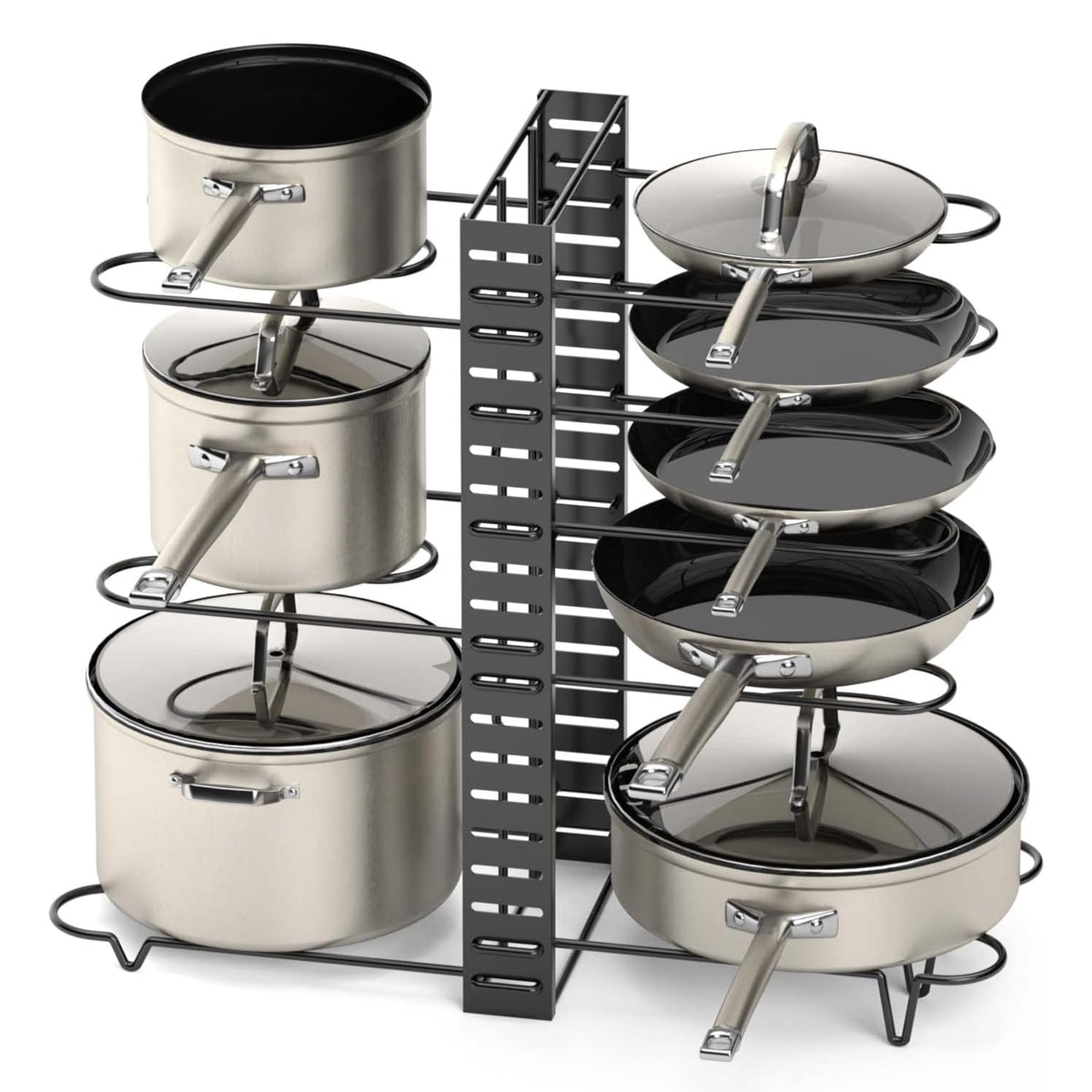 Organizador Vdomus para ollas con tres métodos de montaje facilita la cocina.