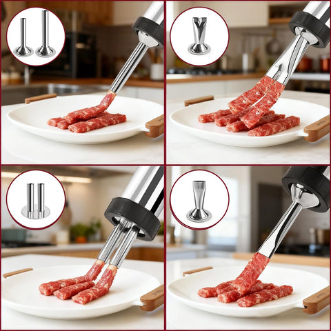 Vdsfand embutidora: boquillas de acero para dar forma a la carne.