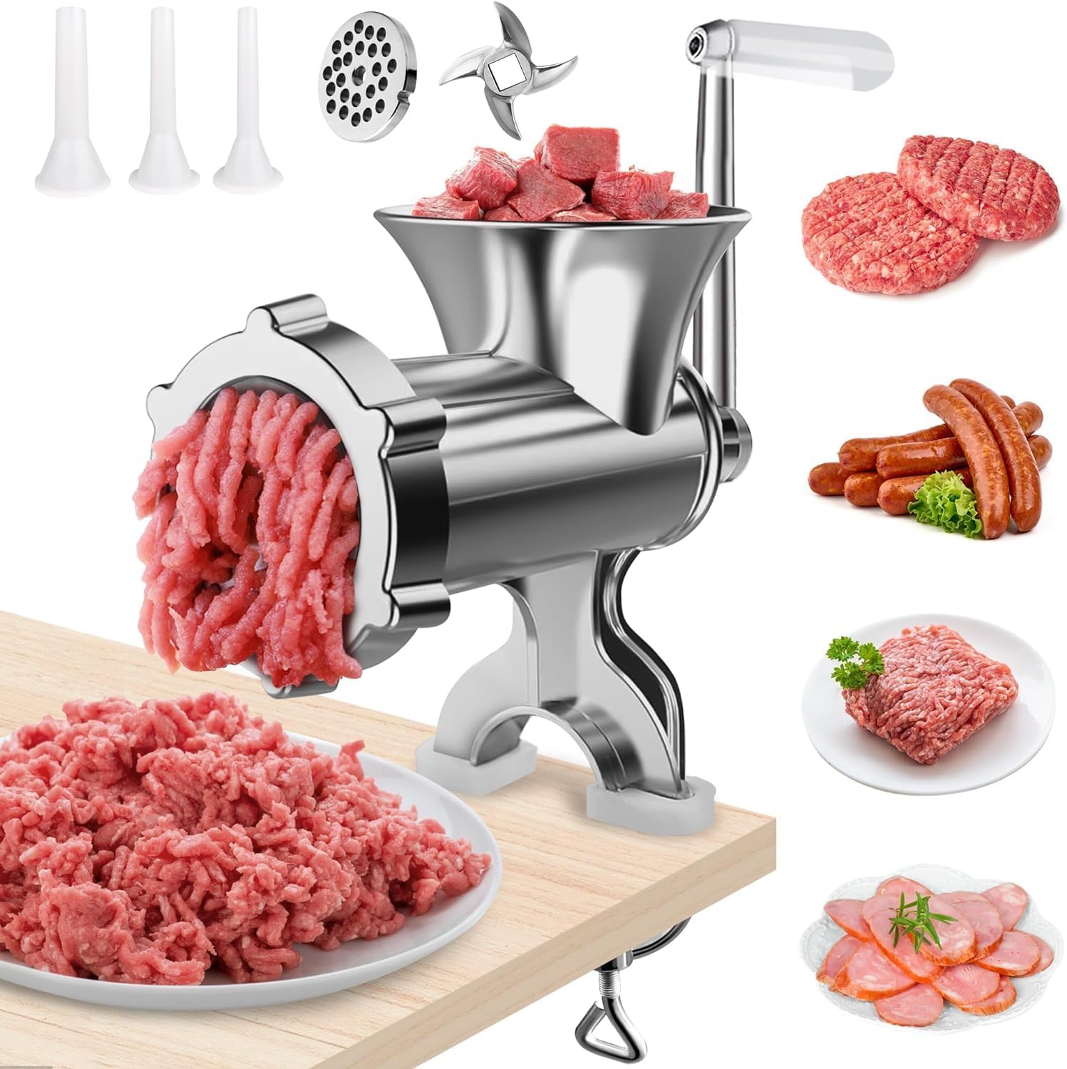 Molinillo de carne manual Vdsfand montado en mesa para picar en casa