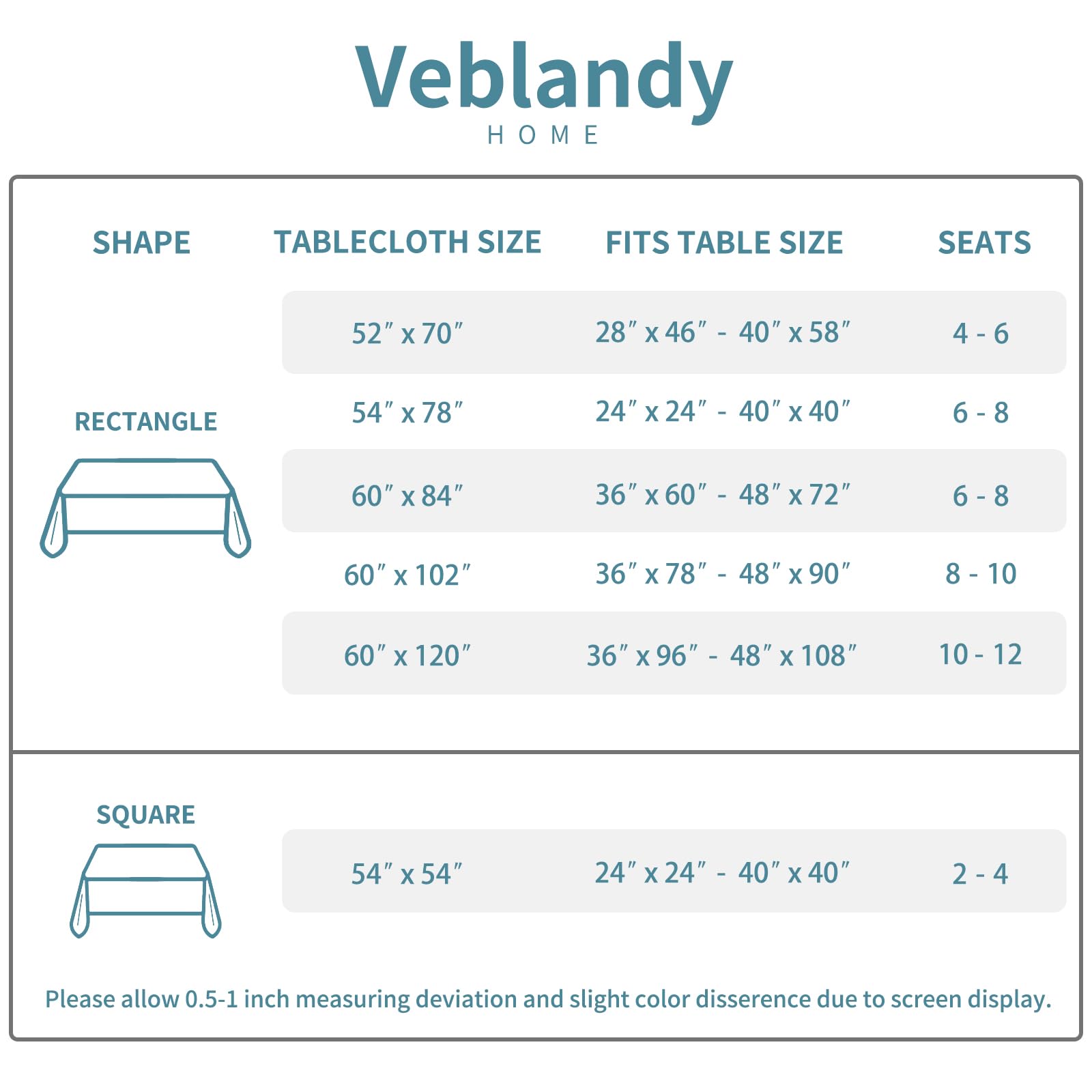 Funda de mesa Veblandy limpieza fácil para repetidas reuniones