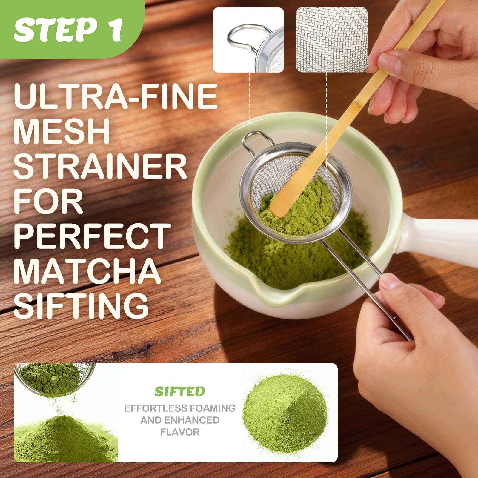 Vedalio Tazón de Matcha con asa integrada para manejo estable.