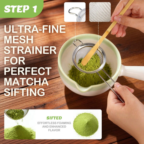 Vedalio Tazón de Matcha con asa integrada para manejo estable.