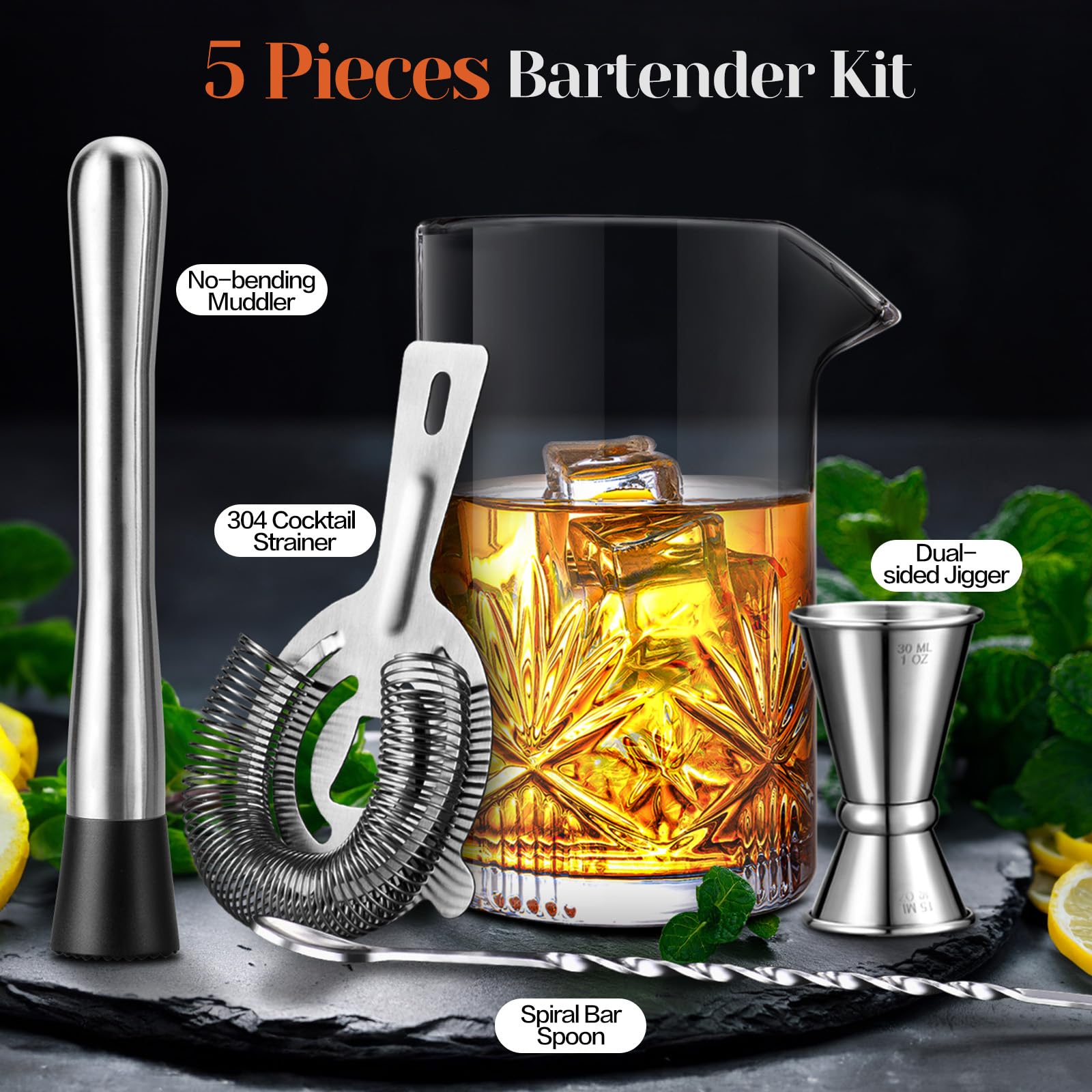 Jigger veecom 0.5/1 oz para medición exacta de ingredientes.