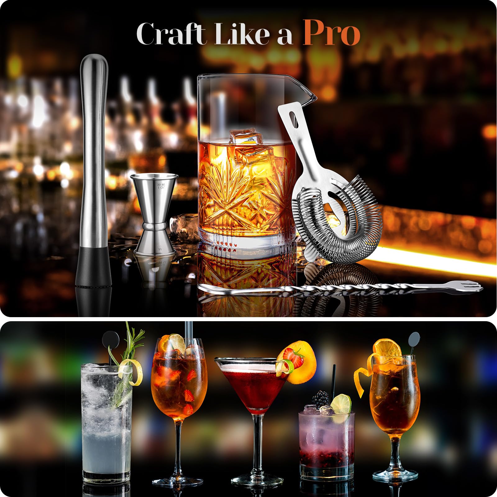 Kit de bar veecom de 5 piezas, ideal para uso doméstico.