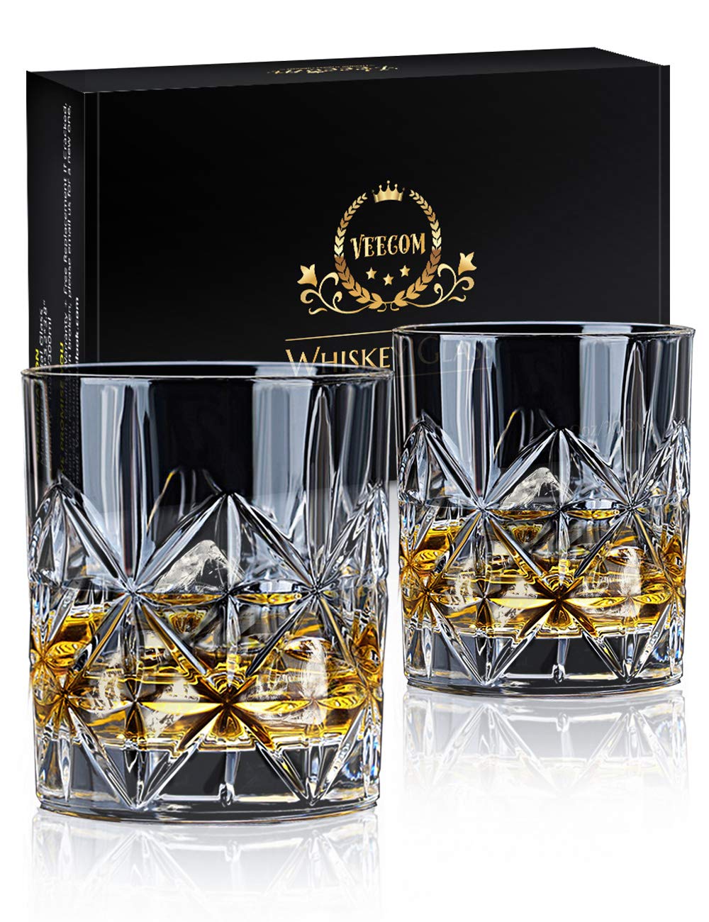 Veecom vaso de whisky 10 onzas con base gruesa para agarre estable.
