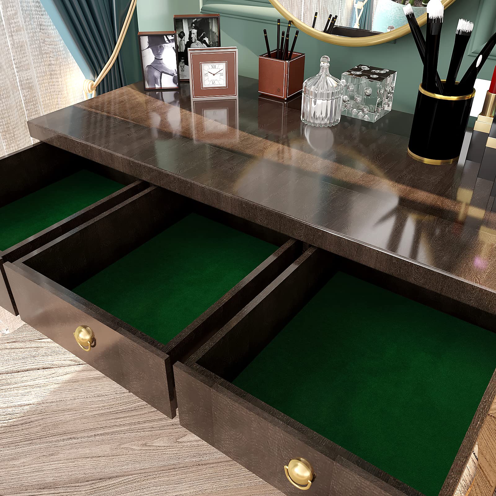 veelike velvet verde en armario: superficie suave y estética elegante
