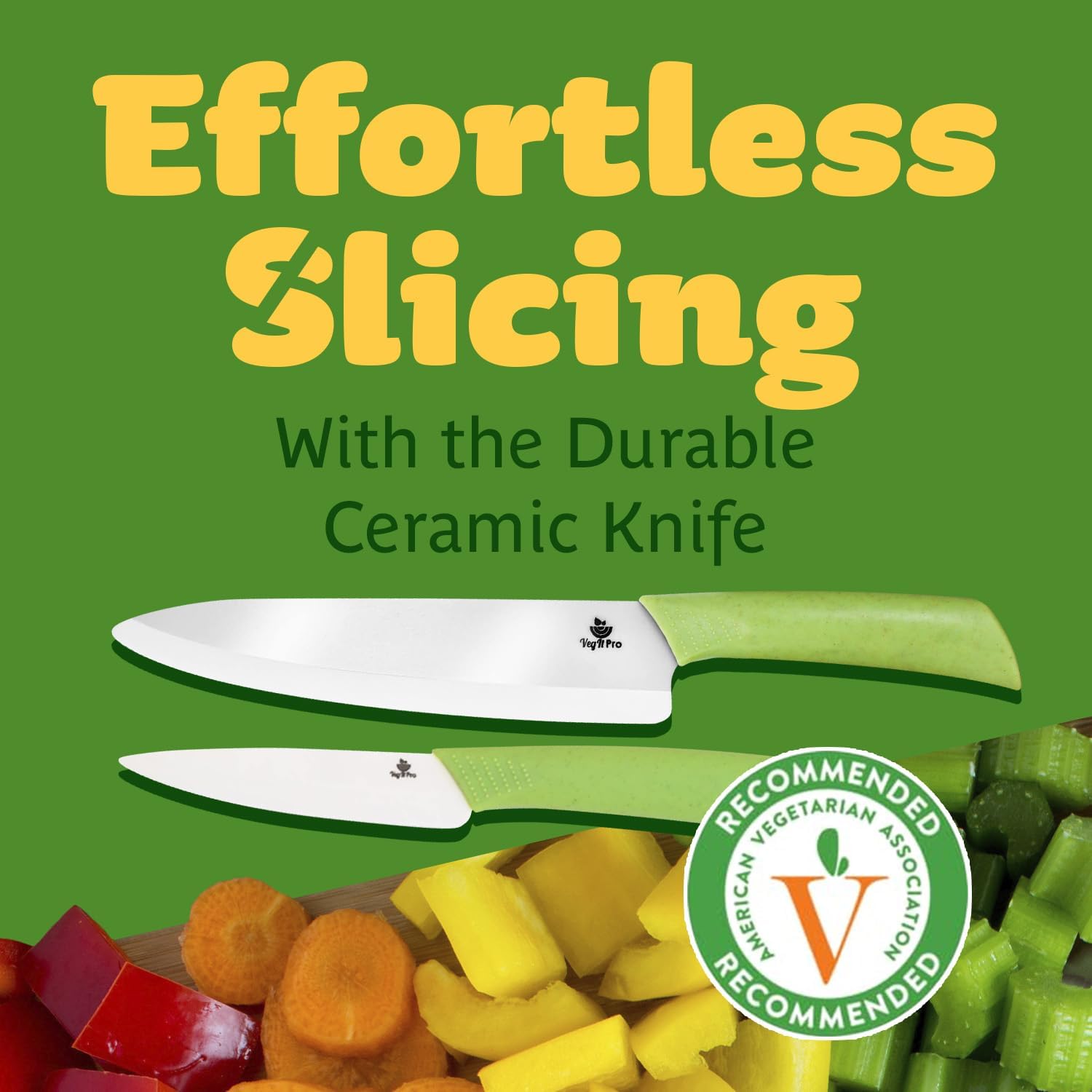 Cuchillo VegItPro de 4 pulgadas para cortes pequeños en vegetales.