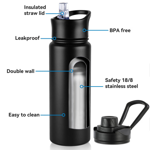 VEGOND 24oz con tapa ancha hermetica para rellenar facil