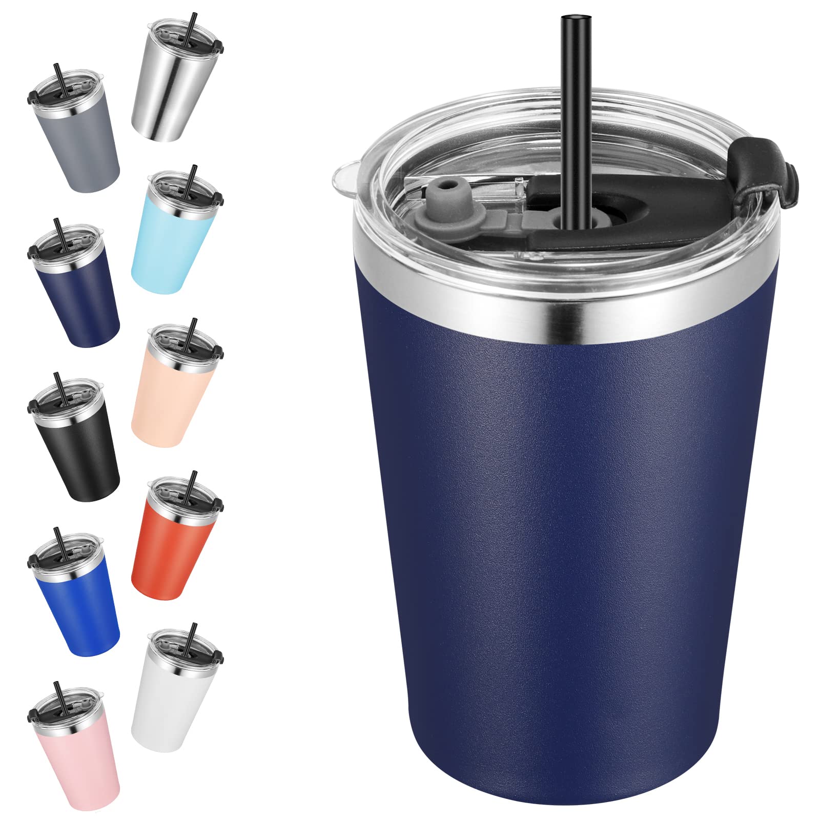 VEGOND 12oz tumbler con tapa y pajilla, ideal para beber sin derrames en casa o viaje.