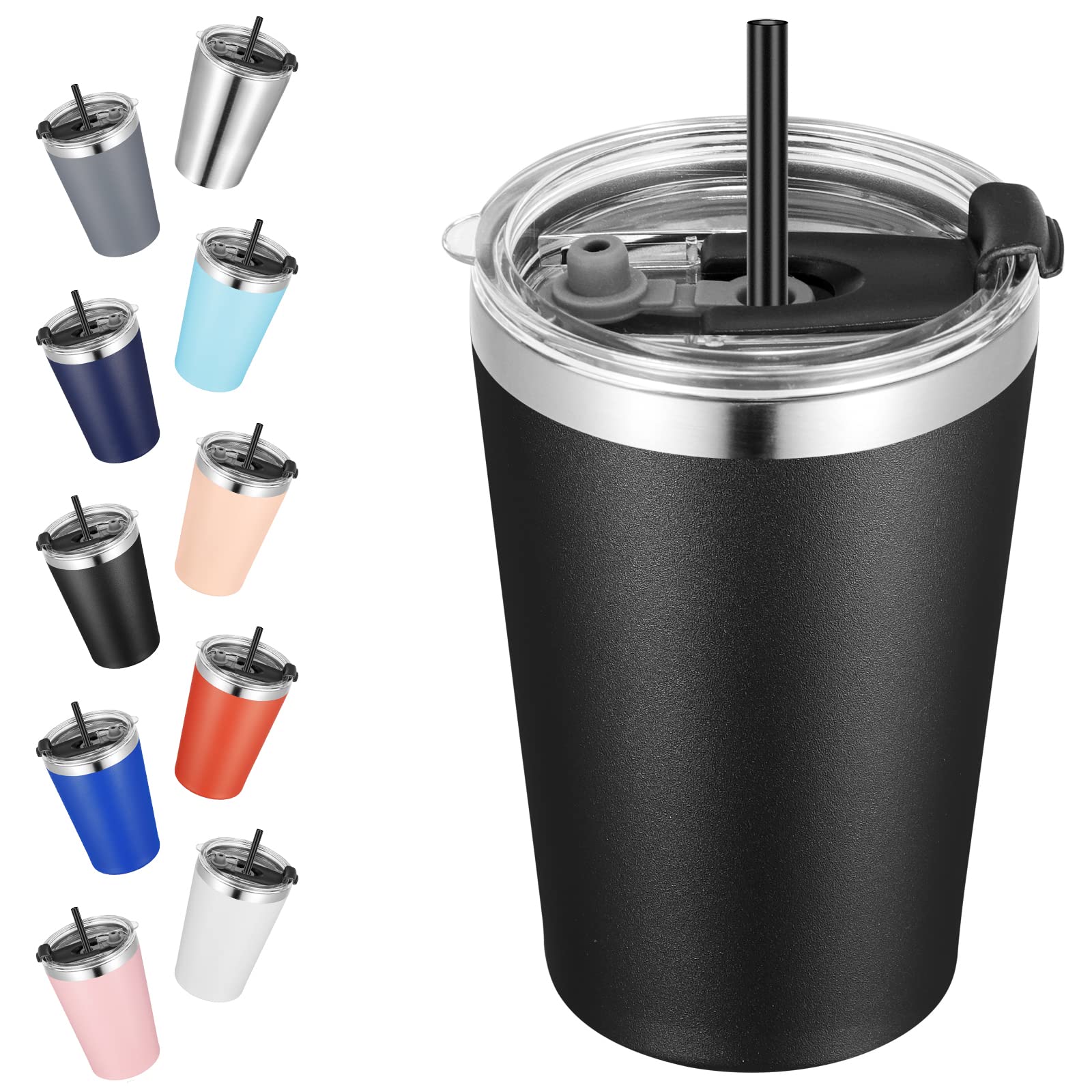 VEGOND Tumbler 12oz con tapa y pajilla, sabor neutro en cada sorbo.