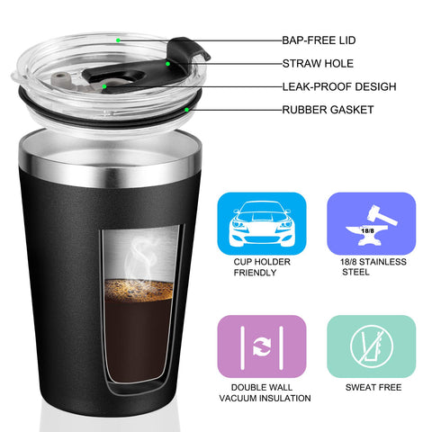 VEGOND Tumbler 12oz con aislamiento de doble pared para bebidas frías.