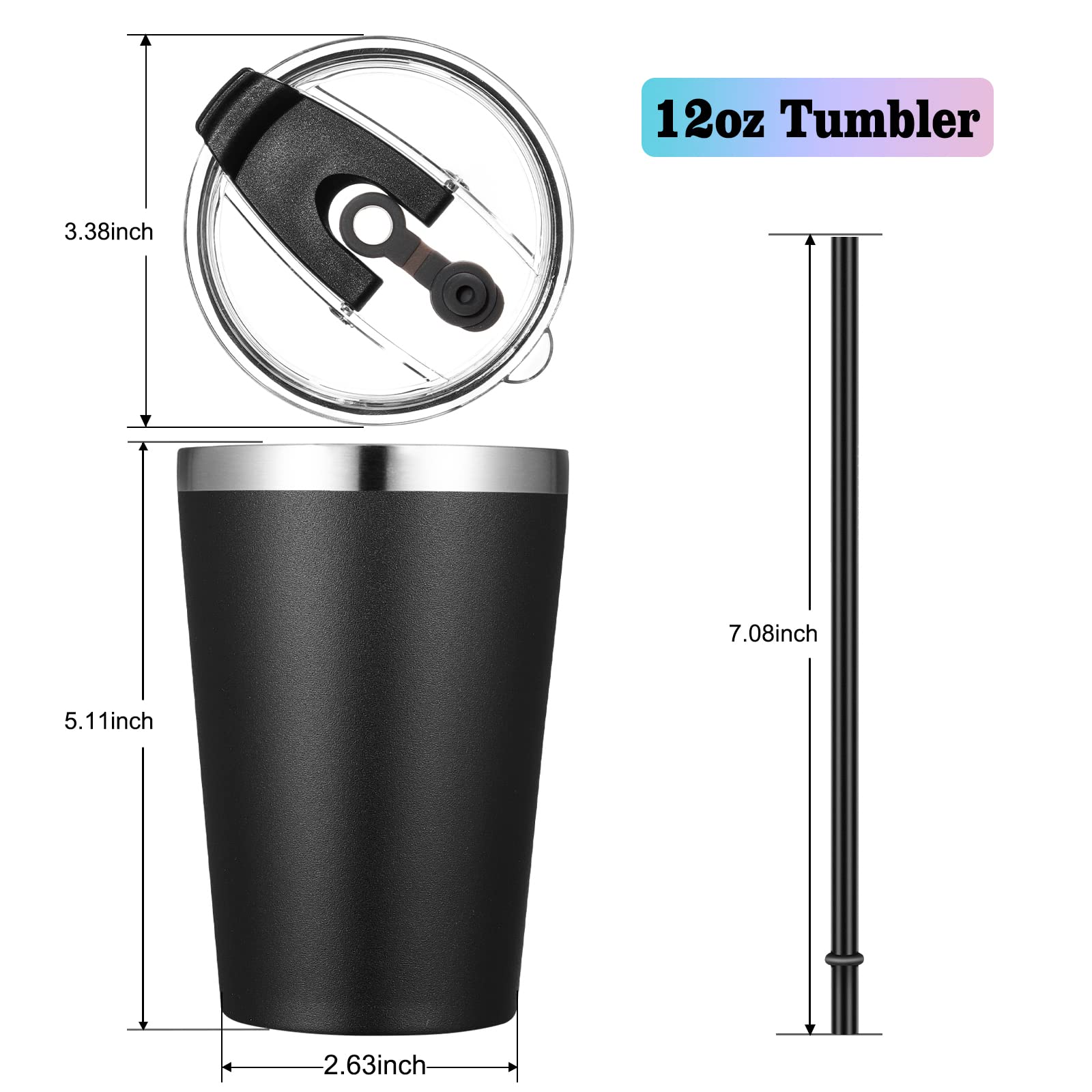 VEGOND Tumbler 12oz, capacidad 355 ml para uso diario.