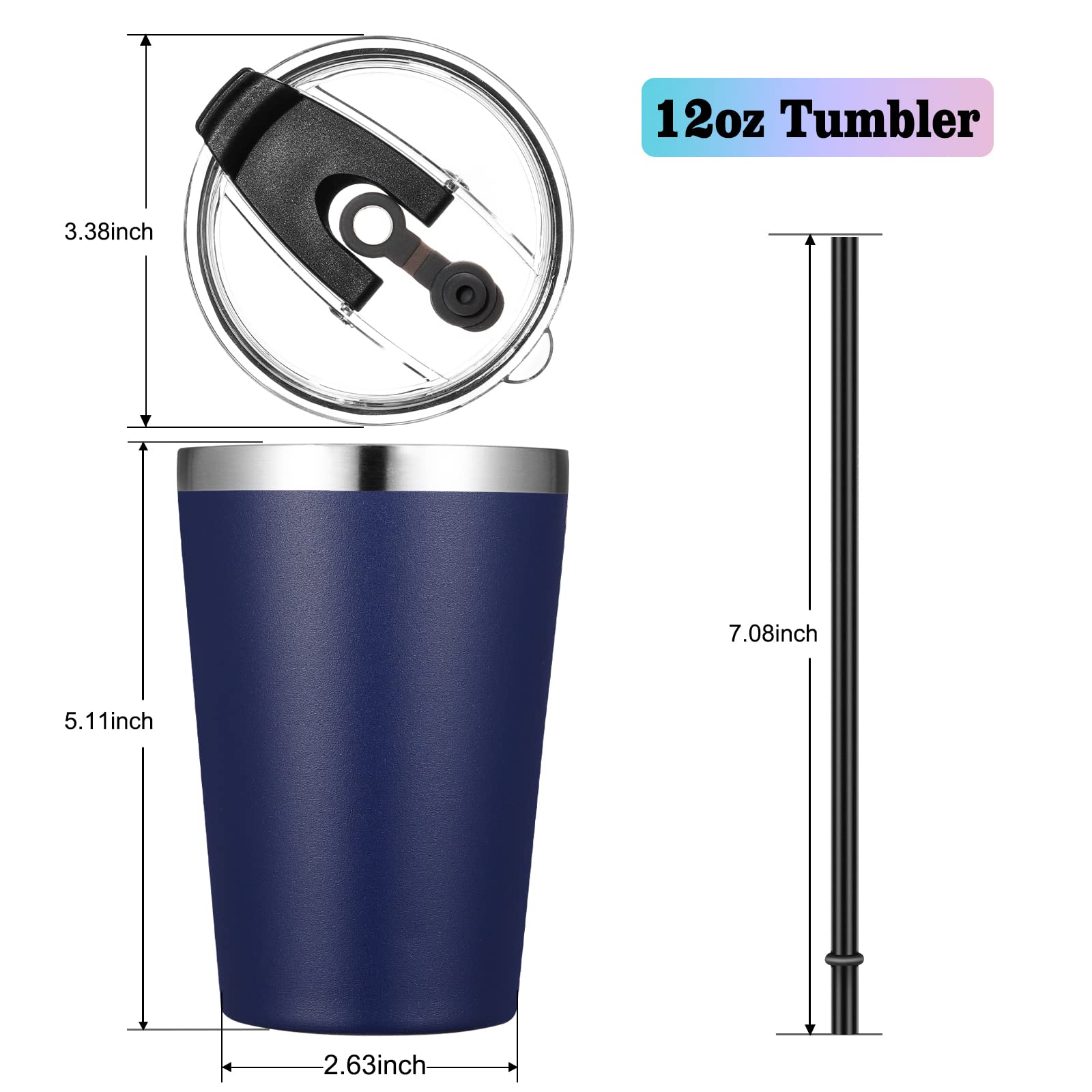 VEGOND 12oz tumbler con dimensiones compactas, cabe en la mayoría de porta vasos.