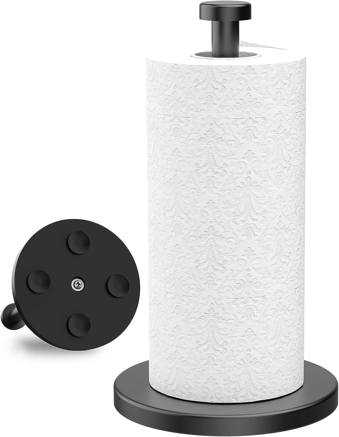 VEHHE porta-papel en encimera de acero inoxidable para acceso rápido.