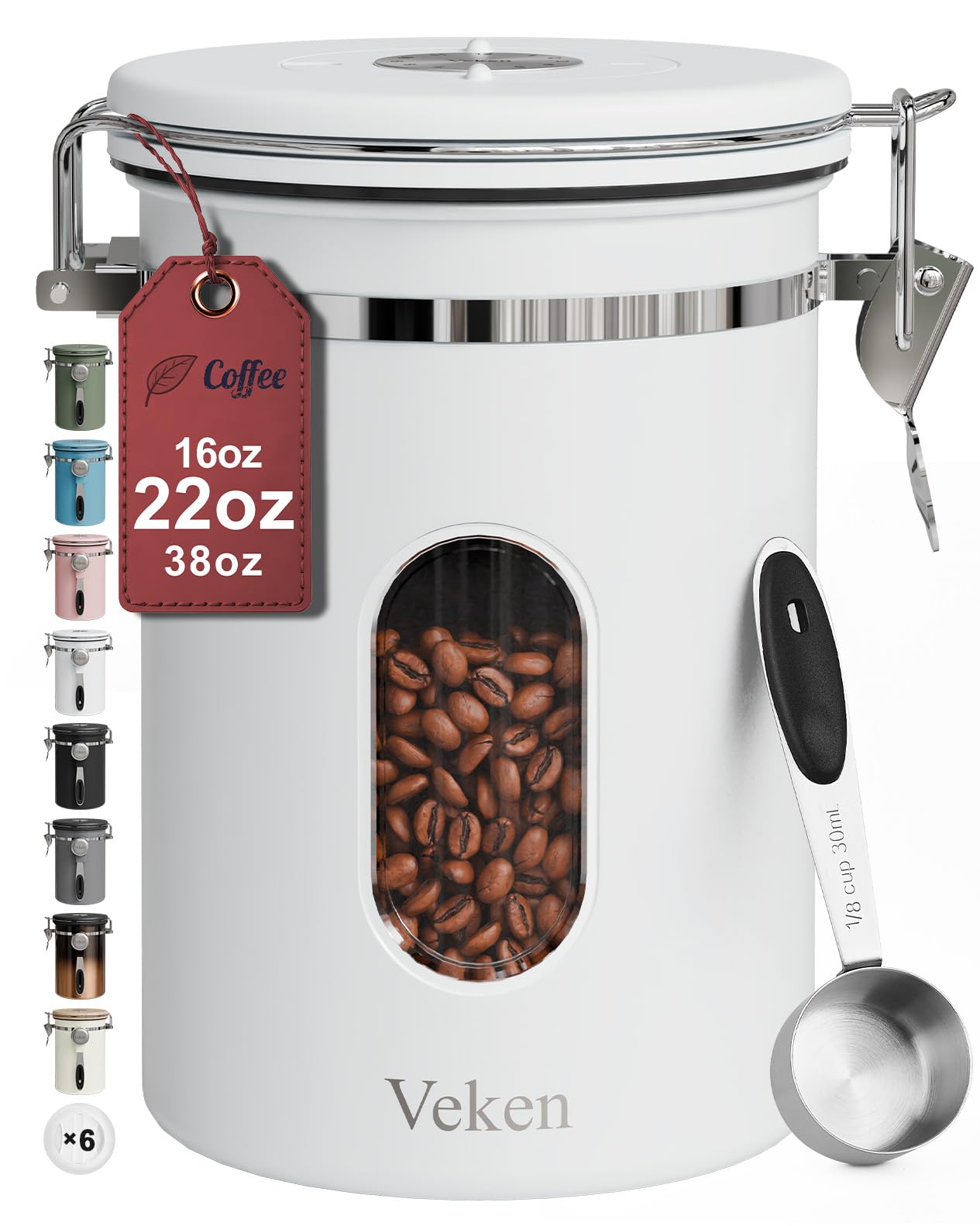 Veken lata para café con ventana para ver la cantidad y frescura