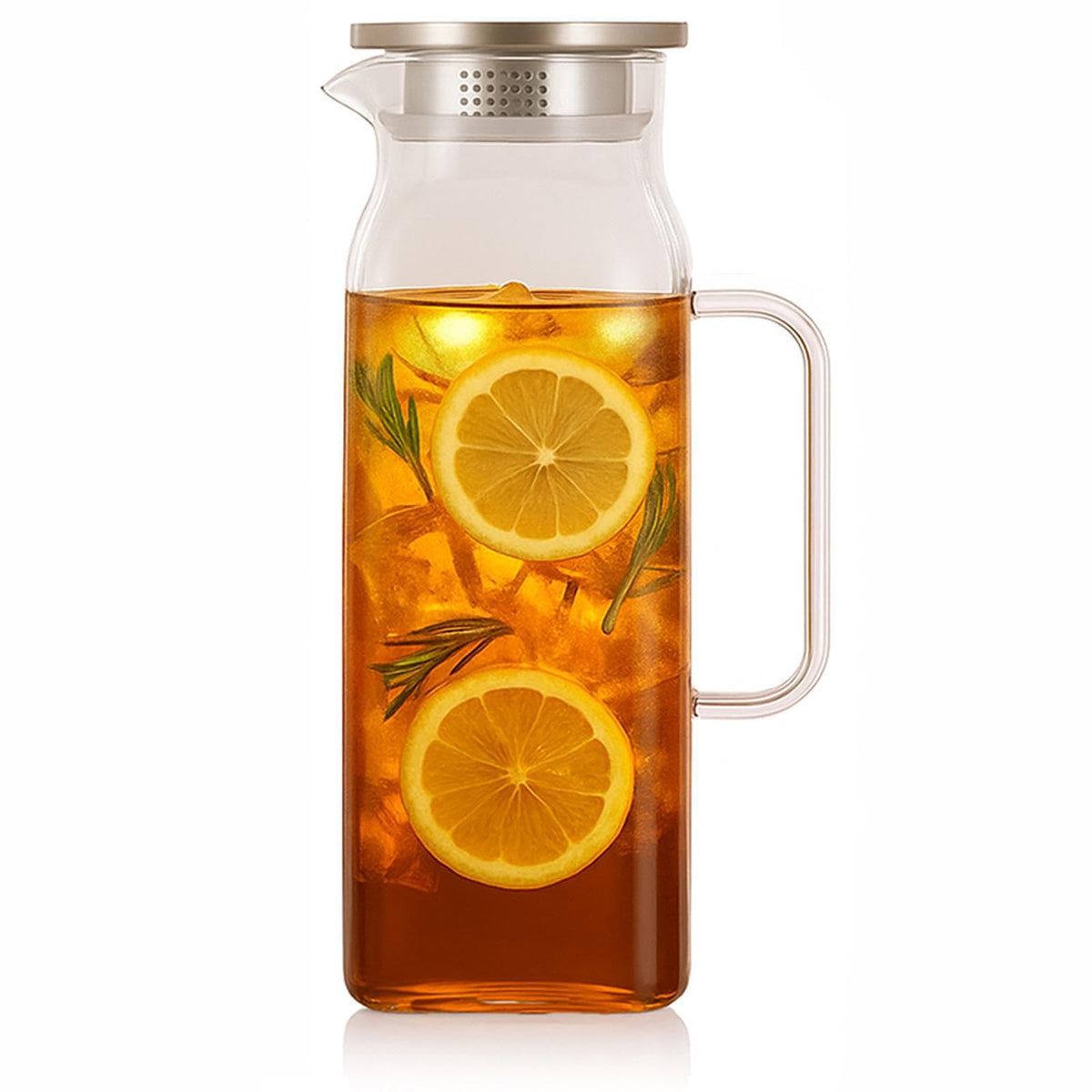 Jarra Vekonn de vidrio 2L con tapa y pico, ideal para servir agua en la mesa.