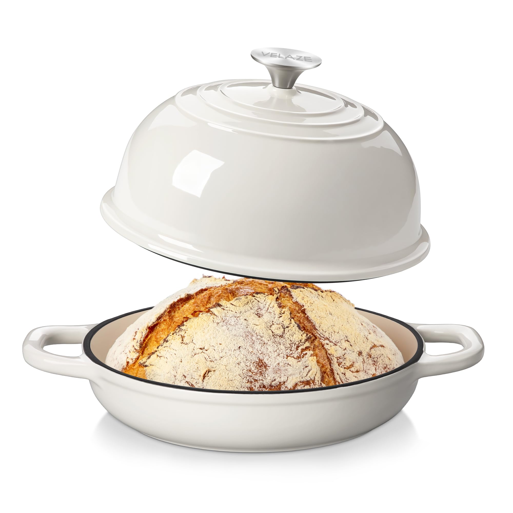 Velaze olla esmaltada con tapa domo para pan con corteza crujiente.