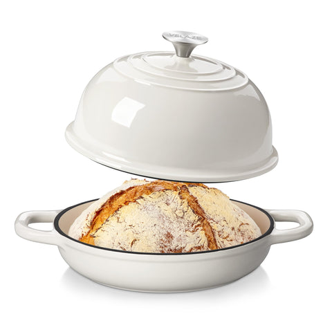 Velaze olla esmaltada con tapa domo para pan con corteza crujiente.