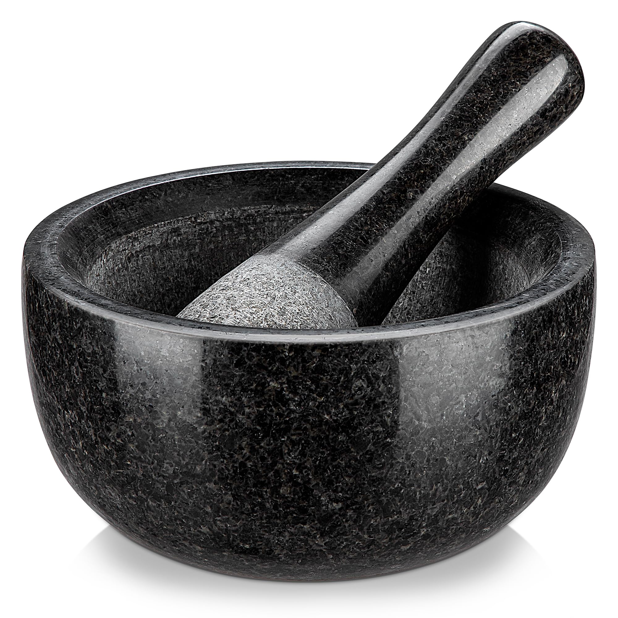 Velaze mortero de granito 580 ml, frontal: ideal para moler hierbas frescas.