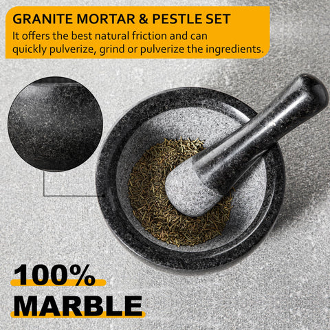 Velaze mortero granito 580 ml, interior no pulido para especias.