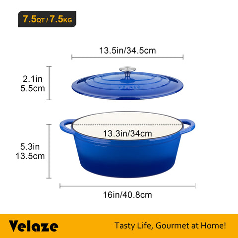 Olla Velaze azul con asa doble, fácil de transportar y servir.