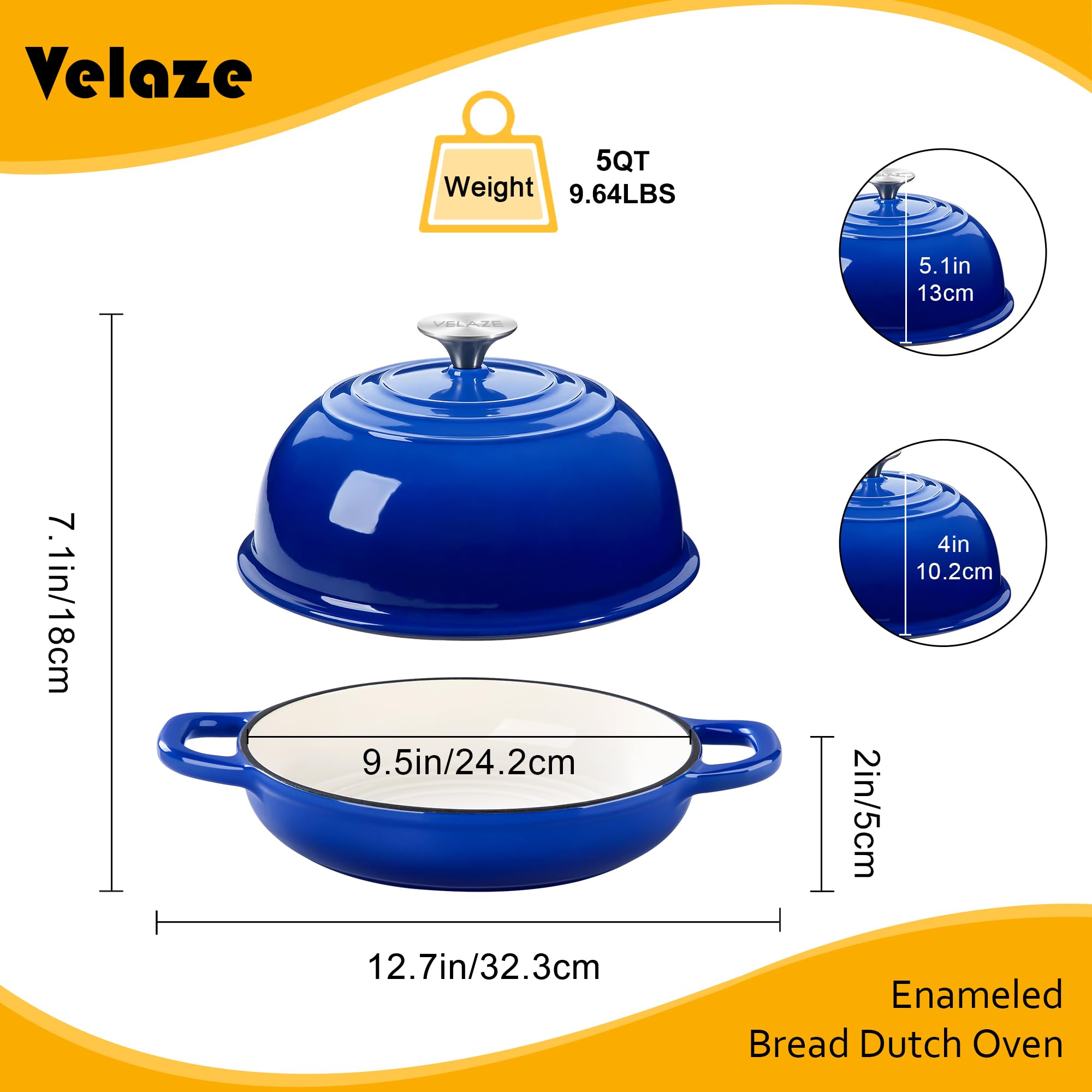 Velaze tapa con cupula esmaltada para conservar vapor y crujiente