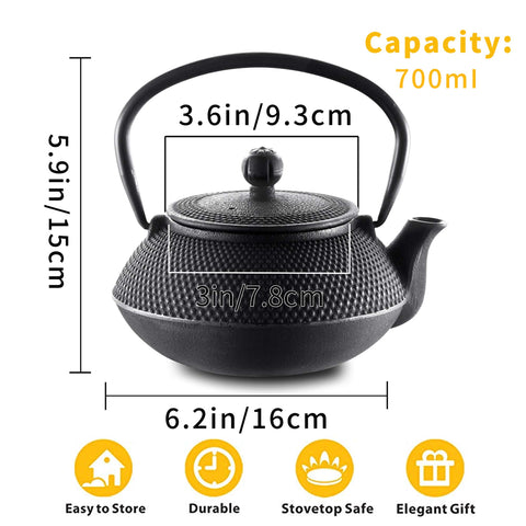 Velaze tetera hierro con infusor inoxidable desmontable para diferentes tés.
