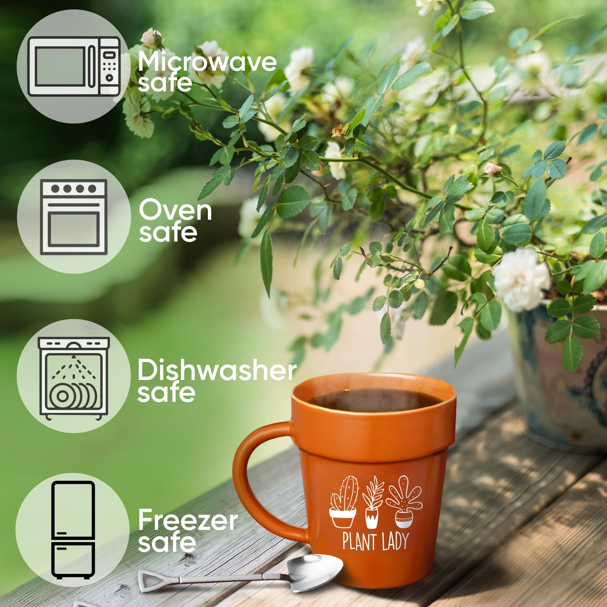 Velenti Taza Maceta, primer plano de café, ideal para comenzar el día.