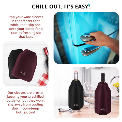Velfli Duo enfriador vino negro detalle nylon: superficie antiarrugas y duradera.