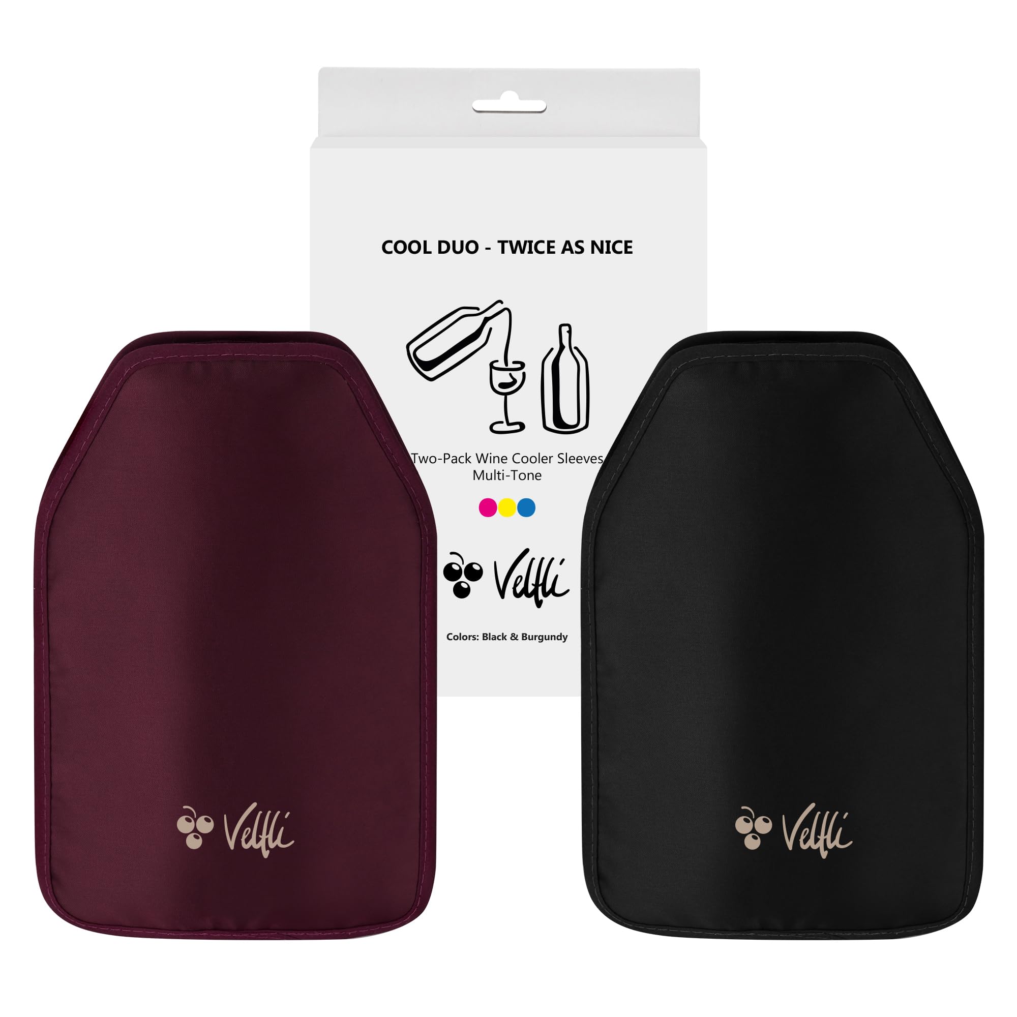 Velfli Duo enfriador vino negro frente: mantiene la botella fría más tiempo.
