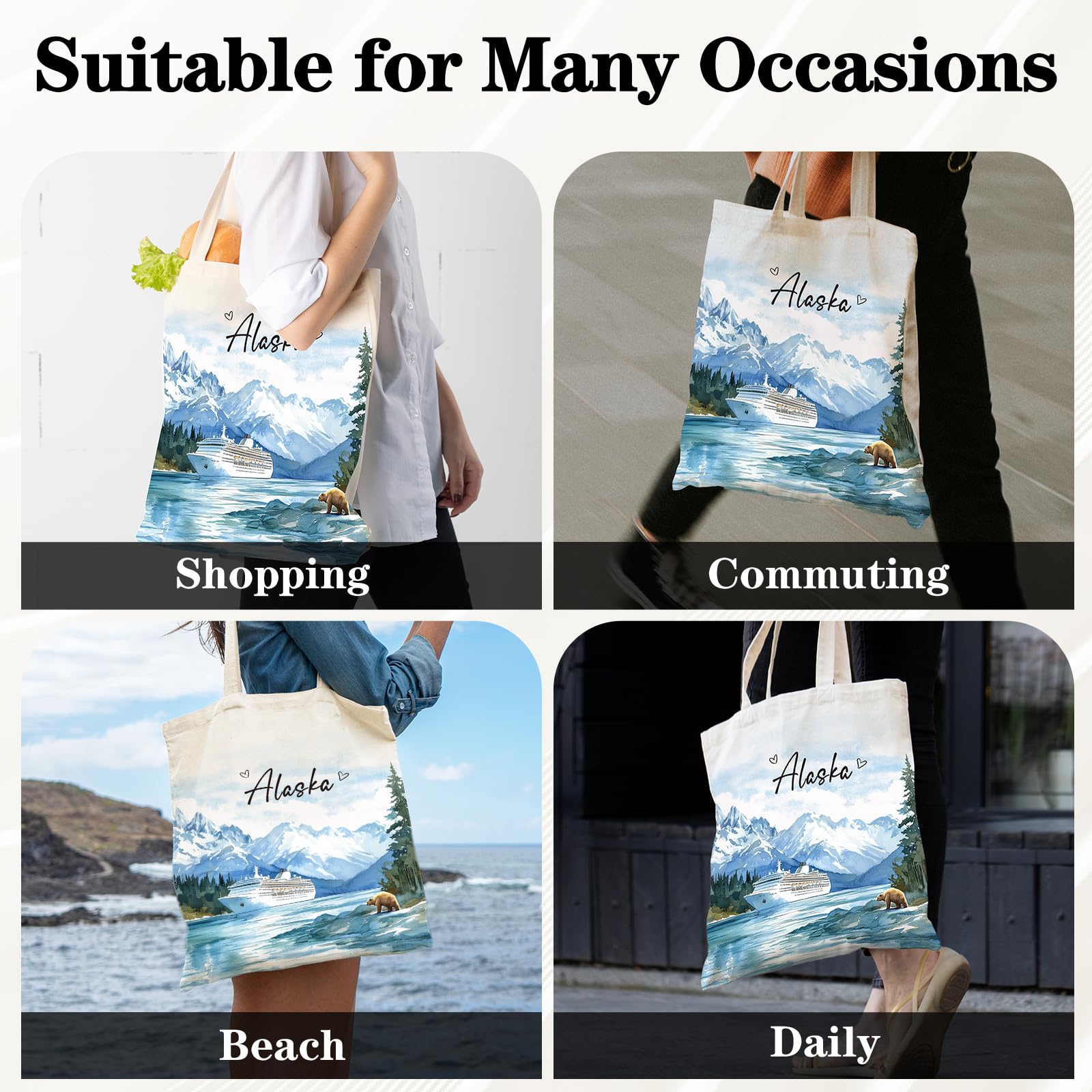 Tote de lona VeloKomo Alaska, lavable y plegable para viajar.