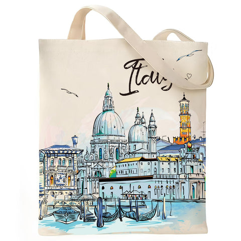 VeloKomo bolsa Italia con canales de Venecia, ideal para viajes ligeros.